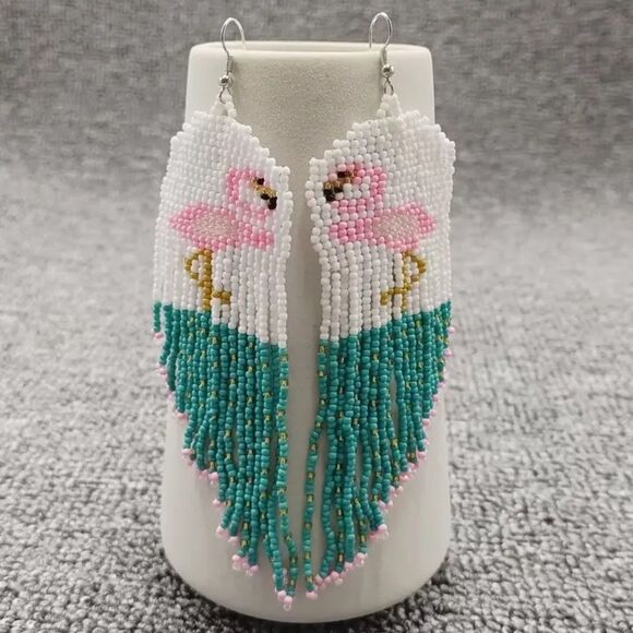 Bohemian beaded tassel earrings M671 - Picture 1 of 4